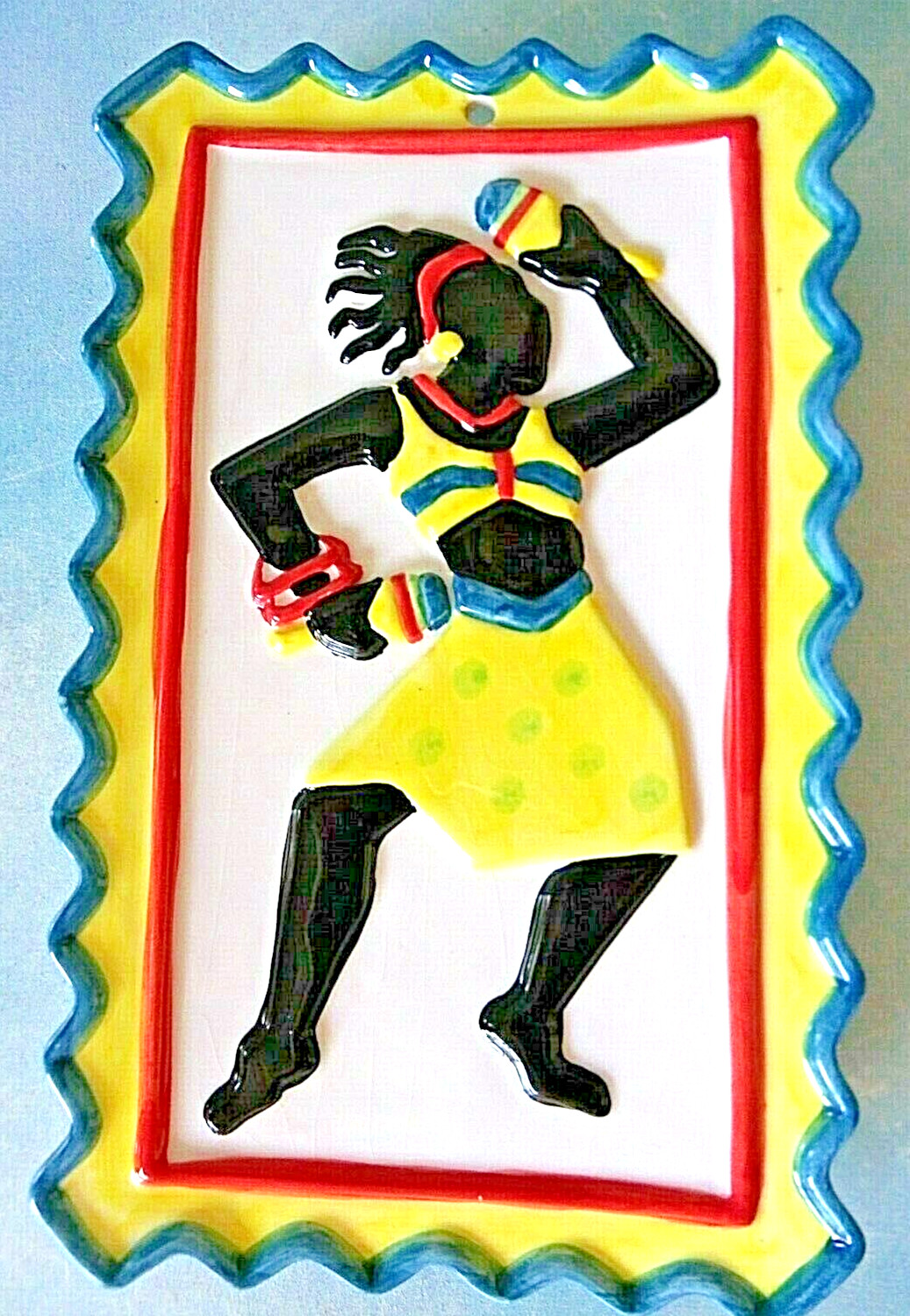 Clay Art “Montego” Glossy Ceramic Wall Hanging Plaque Bright Colors