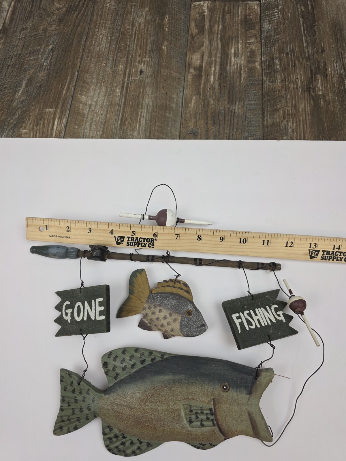 Handmade Wooden Sign Bear Fish Bobber Gone Fishing . Cabin Decor Man Cave.