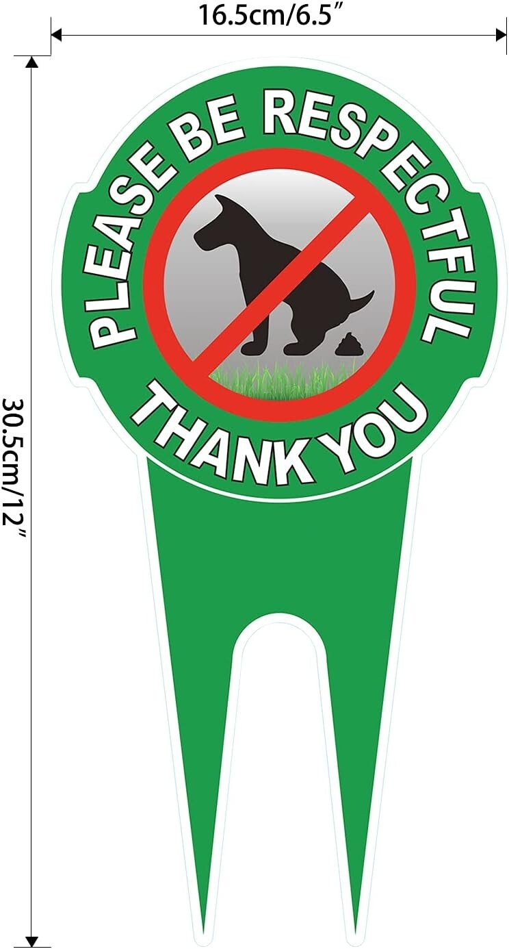 Easy Install Double-Sided Dog Sign – 2 Pack, 12″ x 6″ – Lawn Care Essential