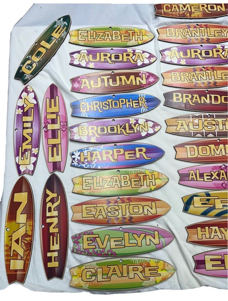 Wood Surfboard Personalized Name Sign 8″ – Pick Your Name! Free Shipping