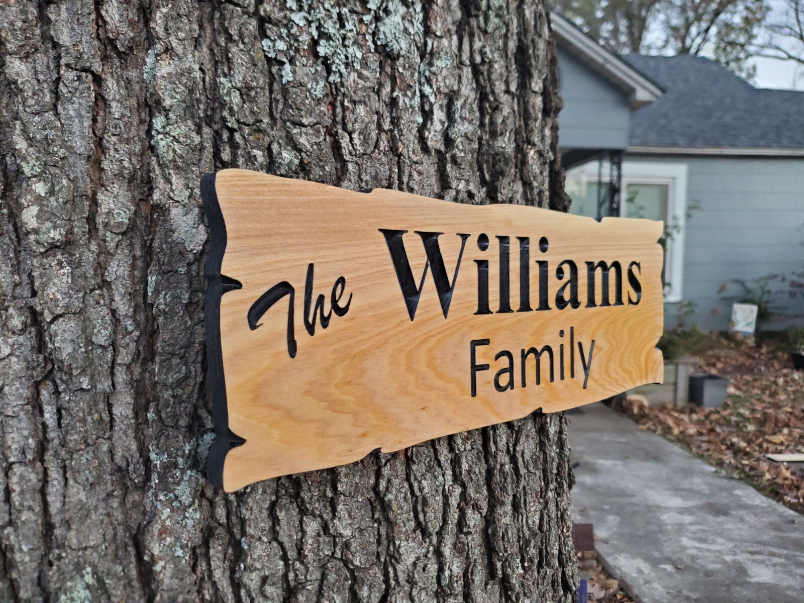 Custom Family Last Name Sign Rustic Carved Outdoor Indoor Wood Wall Art Plaque