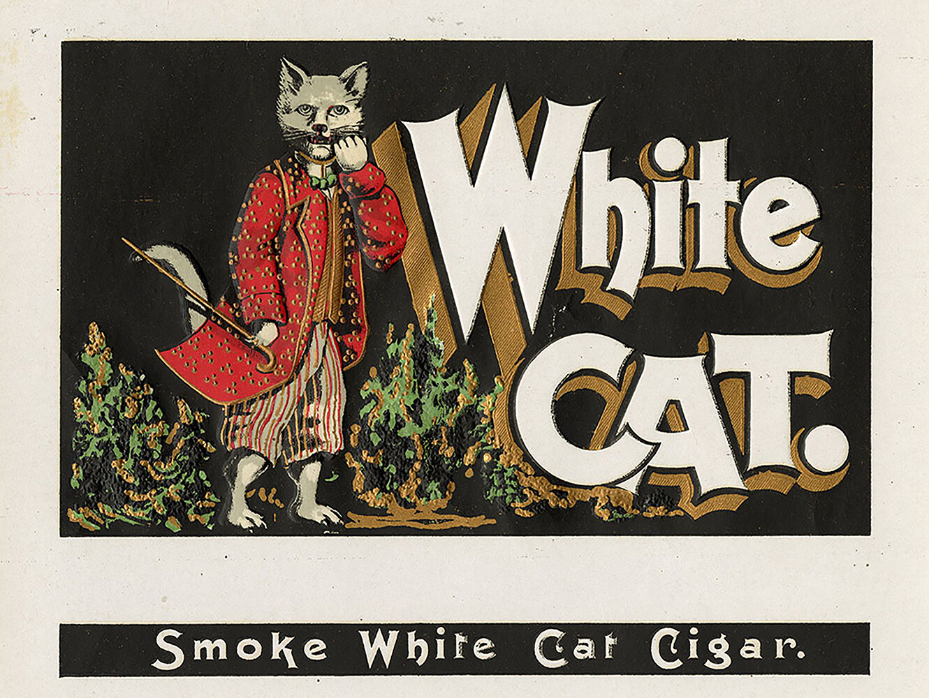 Vintage White Cat Cigar Ad Reproduction Metal Sign FREE SHIPPING