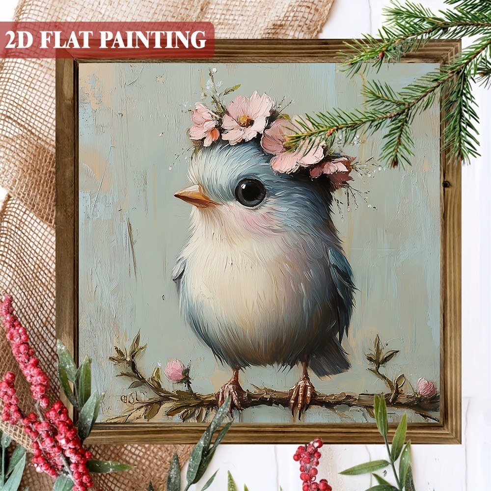 Vintage Style Bird Flower Wood Frame Farmhouses Wall Art Decoration Plaque Gift