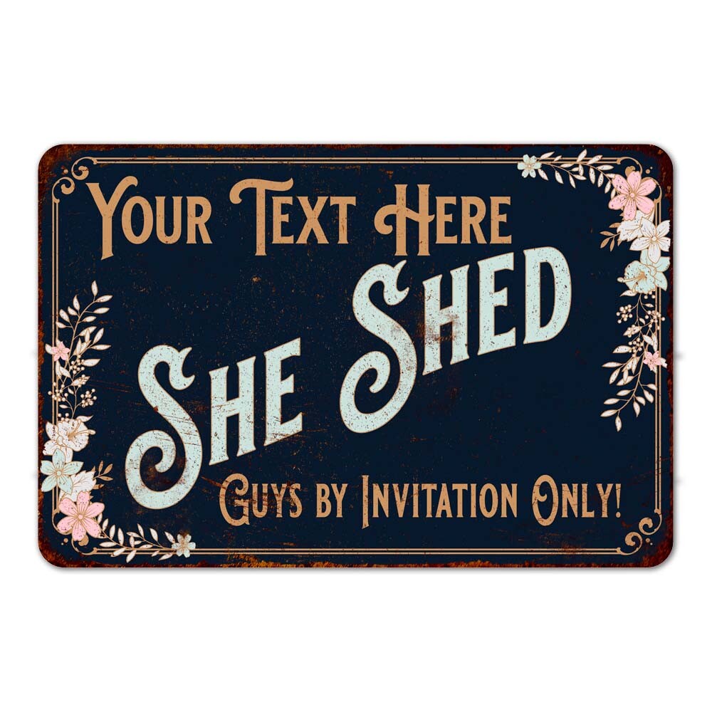 Personalized SHE SHED Sign Wall Decor Your Name Girl Cave Diva Den 108120110001