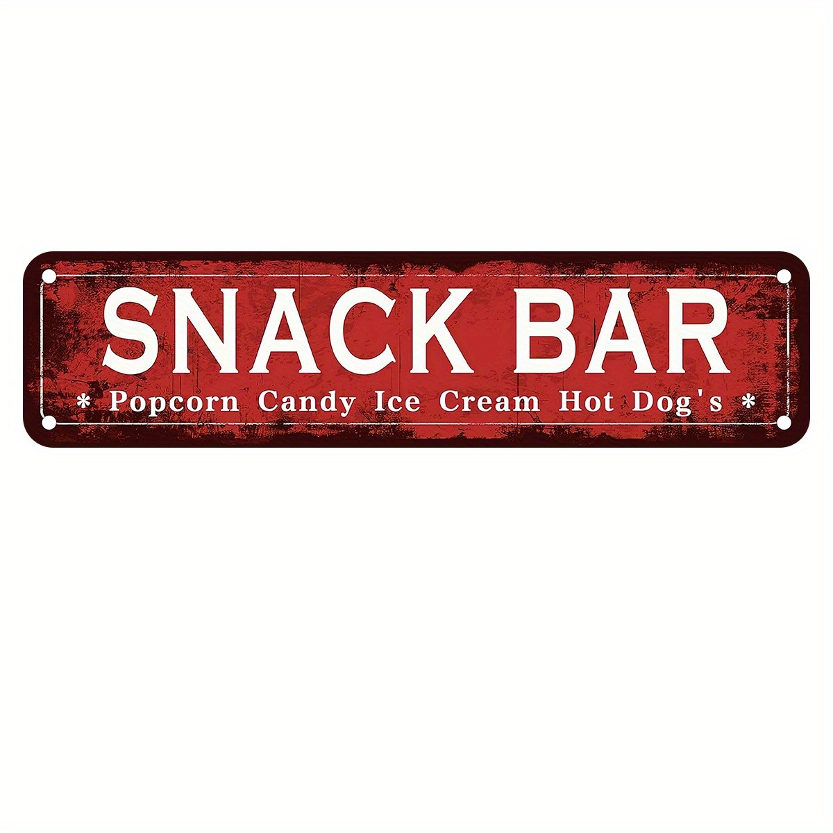Vintage Metal Snack Bar Sign Red White Retro Decor