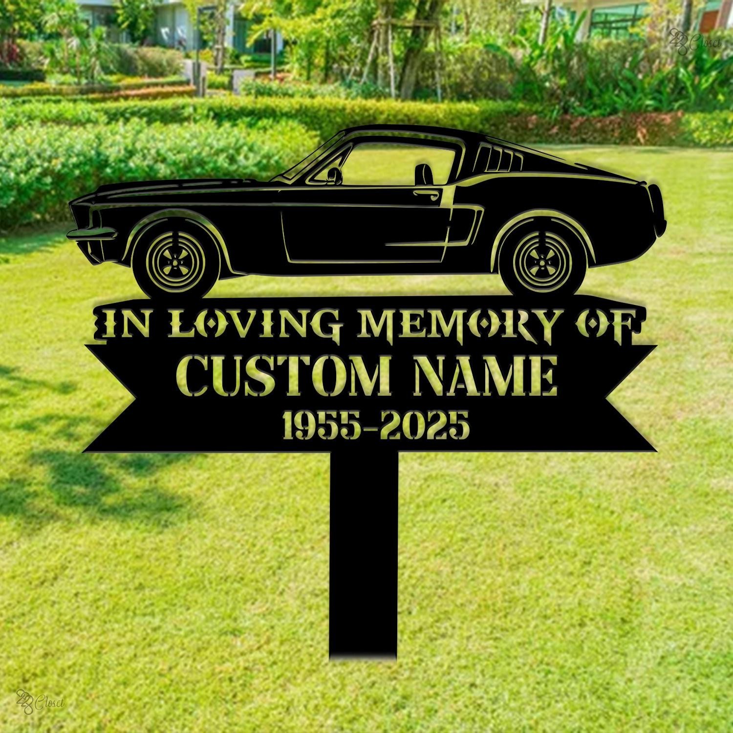 Personalized Car Memorial Stake Metal, Custom Classic Car Signs, Metal Stake