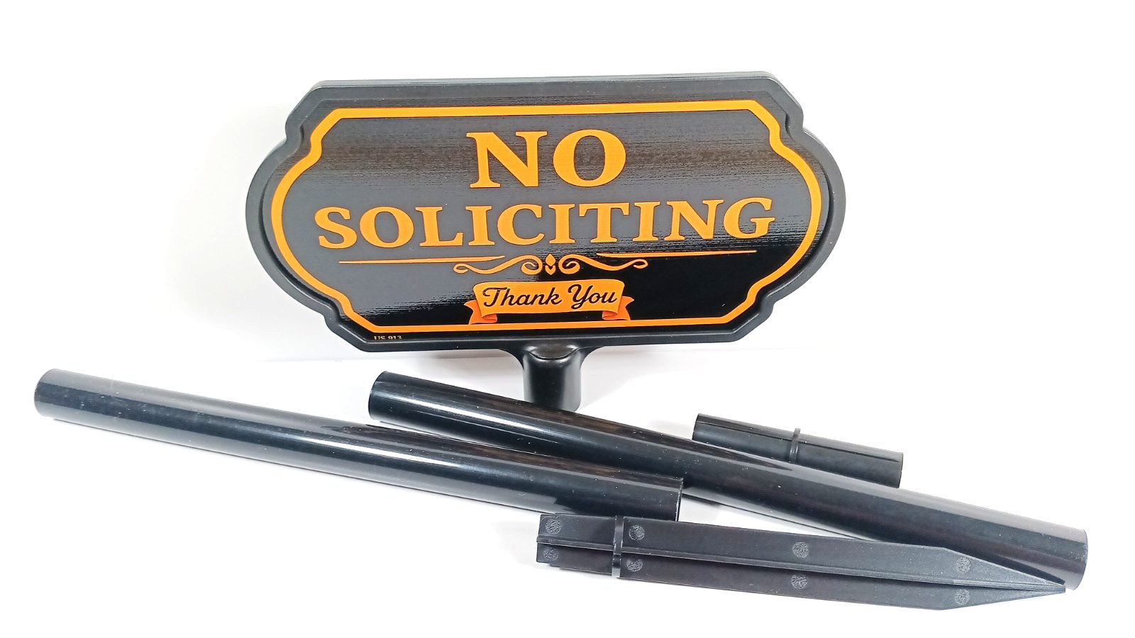 No Soliciting Sign with Stake Durable Bright & Weather-Resistant Plastic
