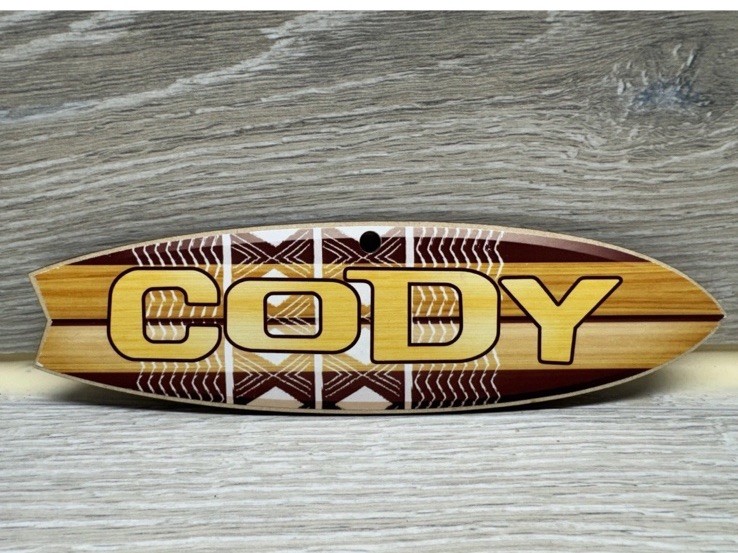 Wood Surfboard Personalized Name Sign 8″ – Pick Your Name! Free Shipping