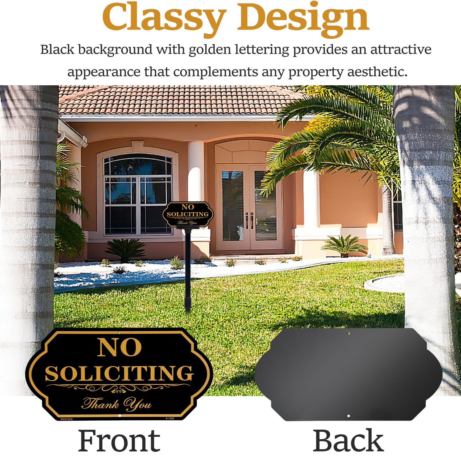 No Soliciting Yard Sign Aluminum 14×7 Inch With Fiberglass Stake Weatherproof
