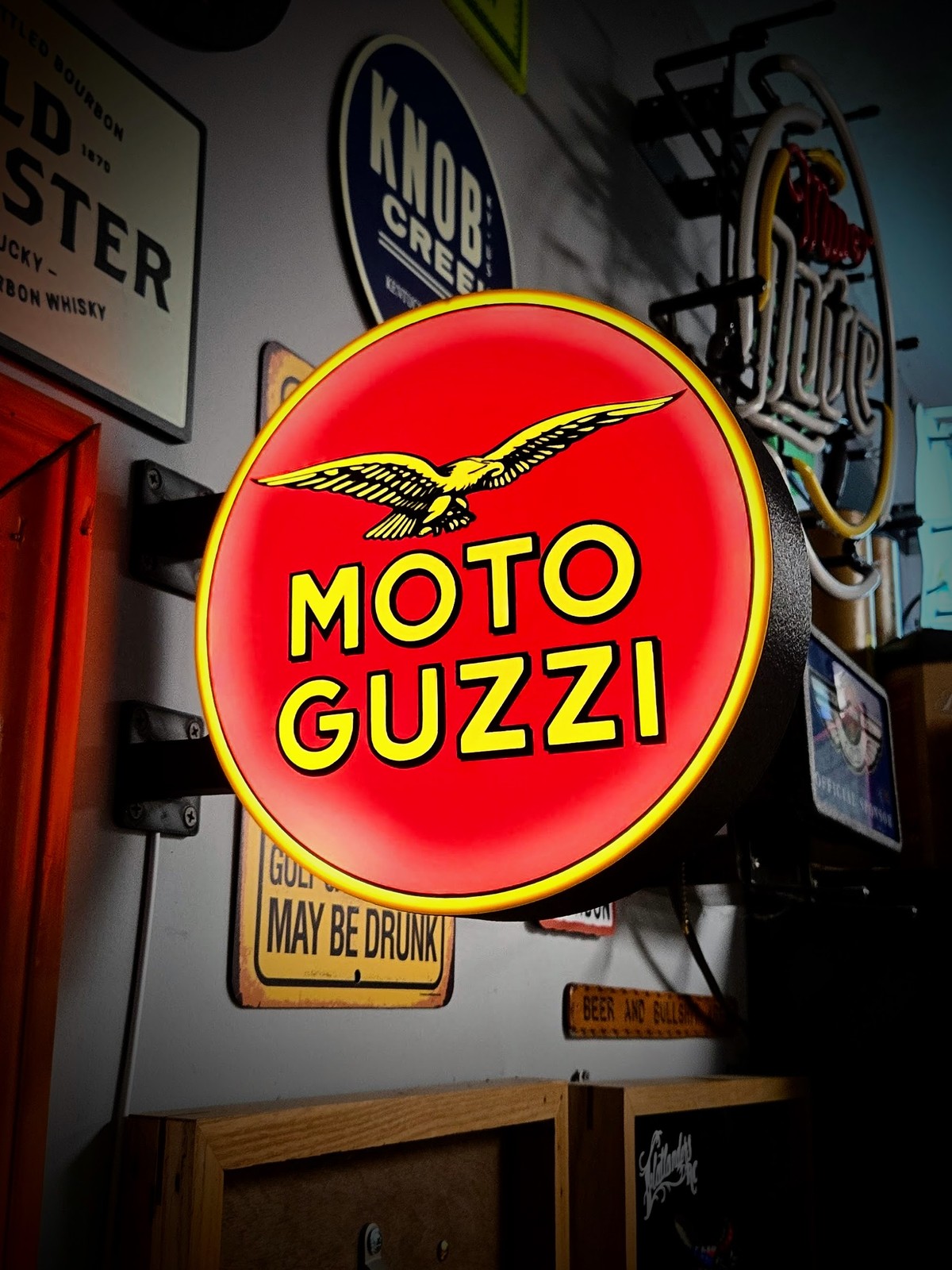 VINTAGE MOTO GUZZI 12 Inch Light Box LED Sign 3D Printed Wall Decor Man Cave
