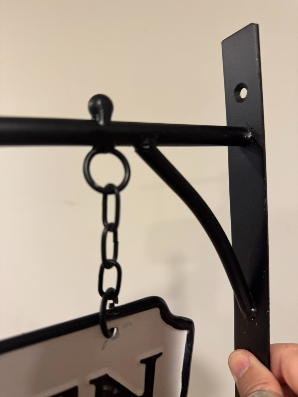 Black White Farmhouse DOUBLE SIDE Enamel Metal KITCHEN SIGN Wall Hanging Bracket