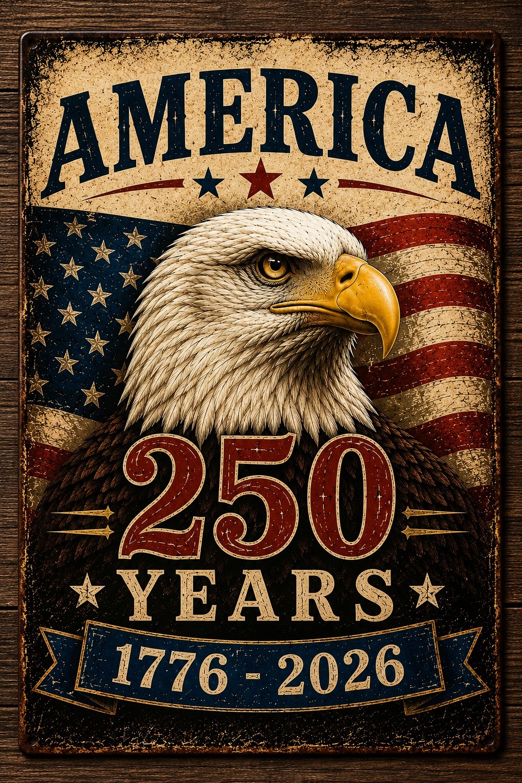 America 250 Years 1776-2026 Patriotic Eagle Metal Sign USA Freedom 8×12 Aluminum