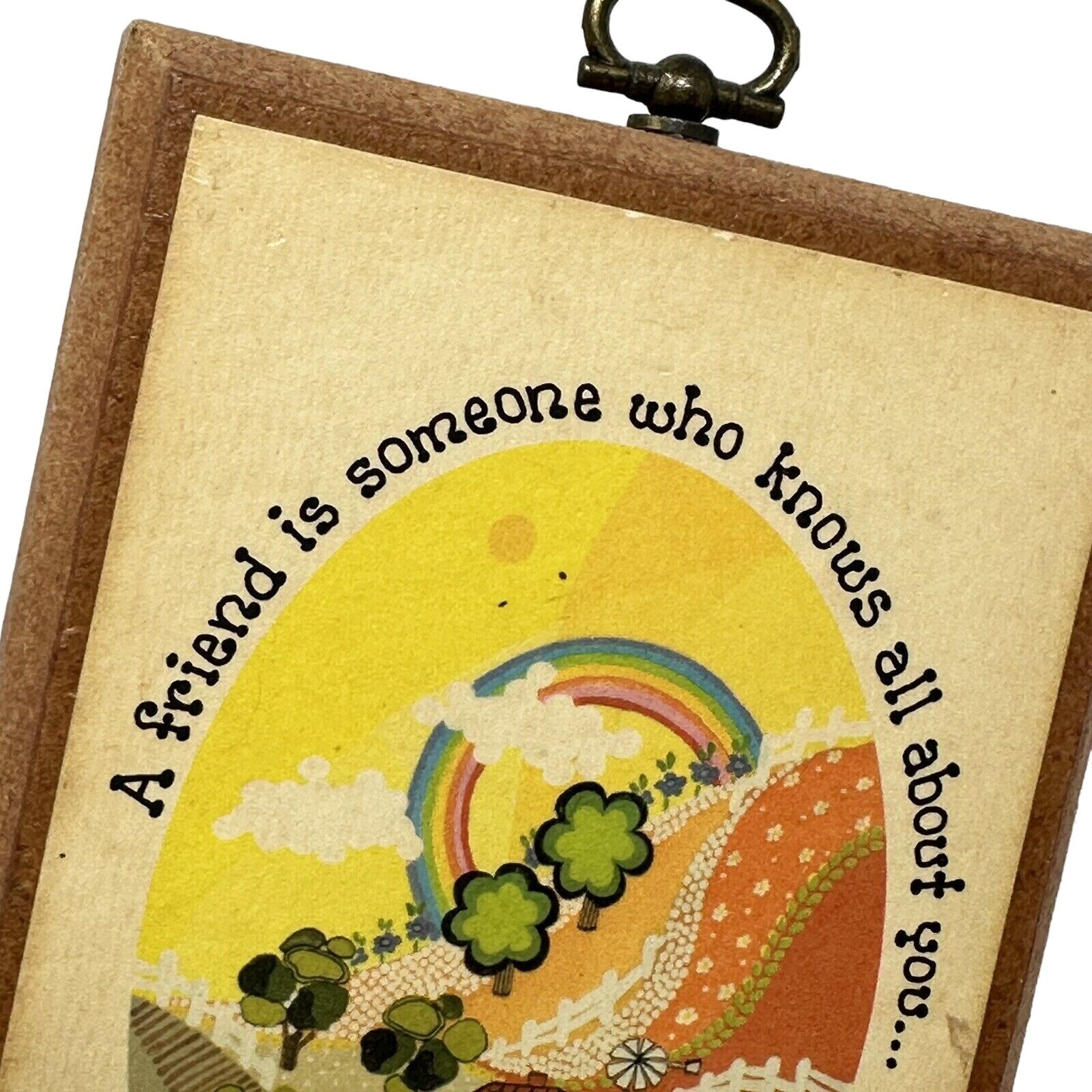 Roberta McDowell Rainbow Farm Art Wooden Wall Plaque Small 6 x 4 In Cottagecore