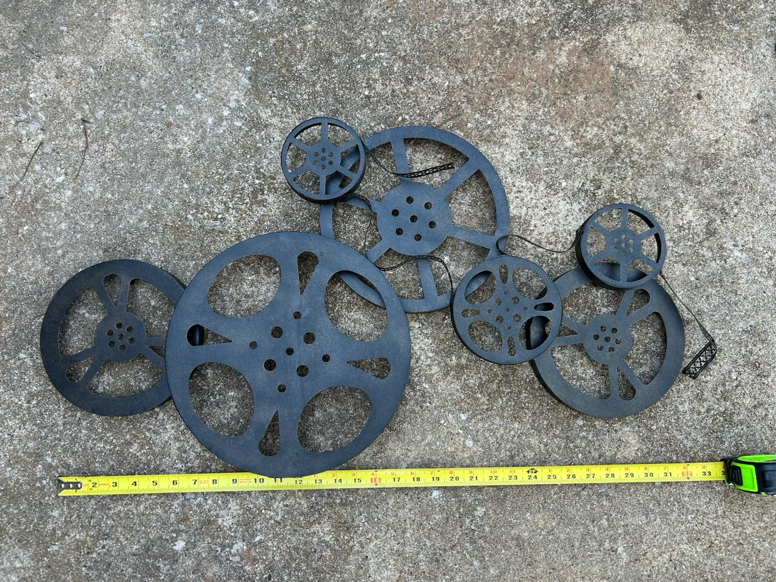 Industrial Americana Cinema Film Movie Reel Wall Hanging Art Rustic Hollywood
