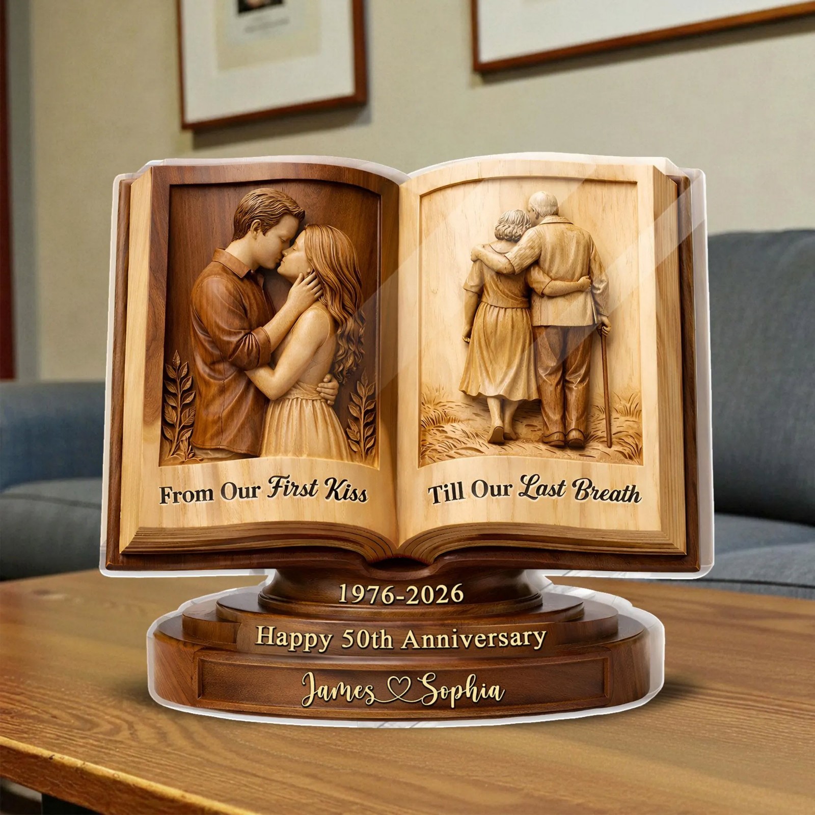 Personalized 50th Anniversary Acrylic Plaque Gift for Parents Golden Wedding