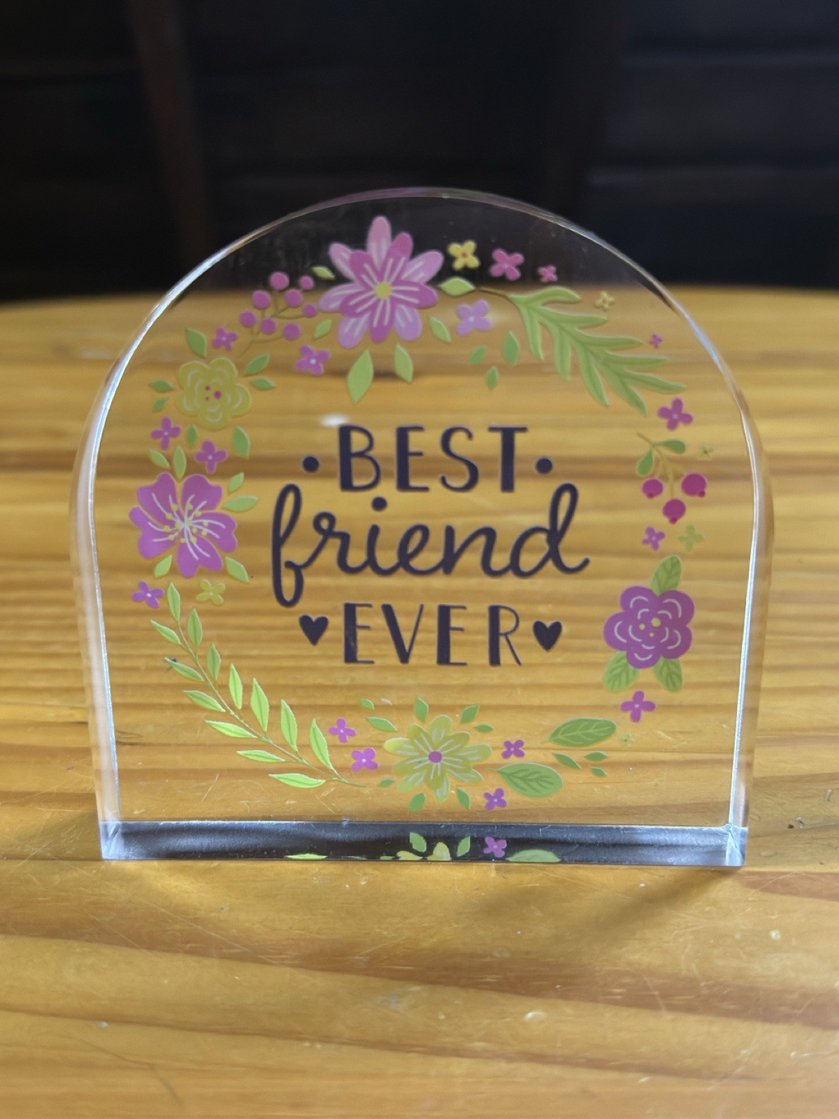 Inspirational Floral Acrylic Plaque Best Friends Glossy Decor Gift 4×4”