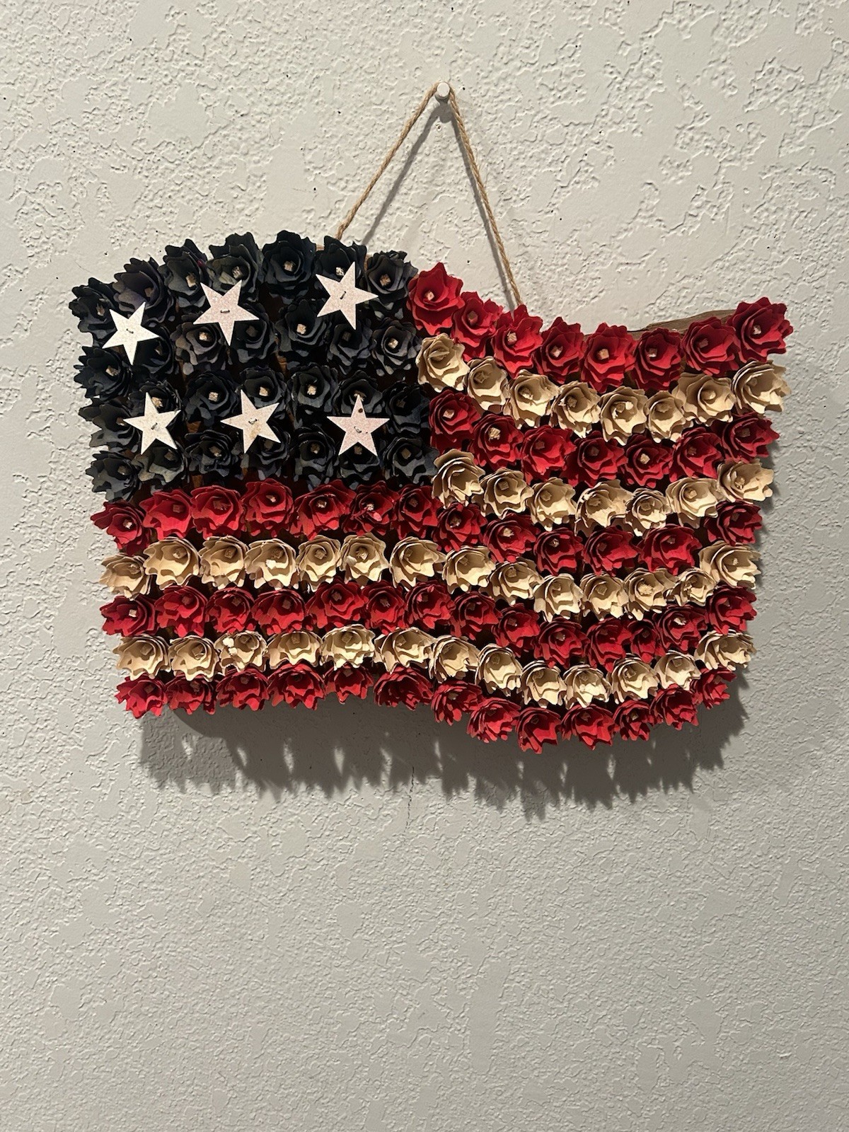 American Flag Floral Woodchip Wall Hanging Decor