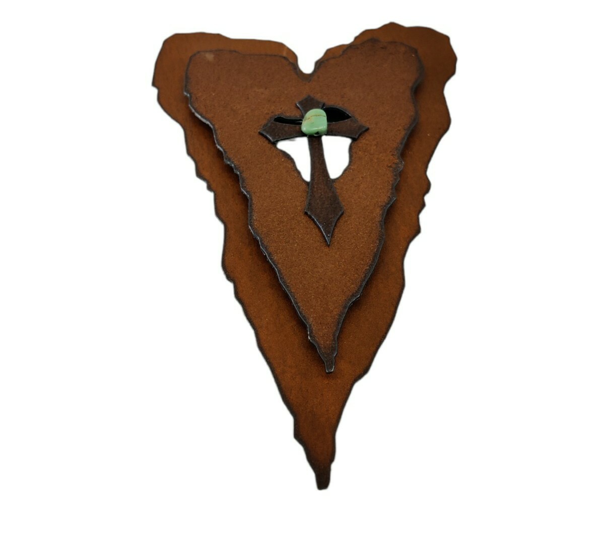 Second to None Heart Cross Metal Turquoise Wall Decor