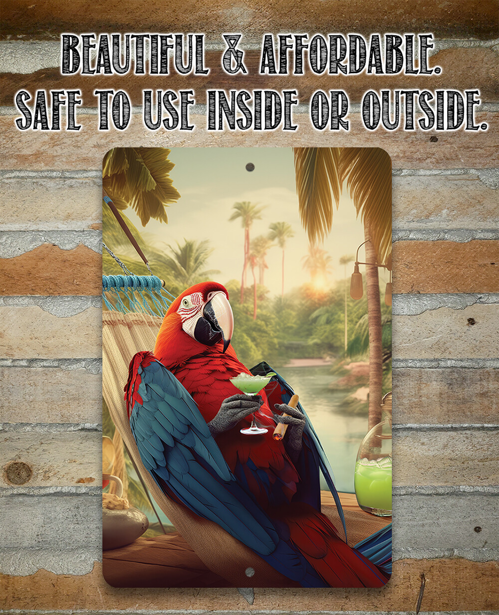 Metal Sign – Life is Good Parrot Retro Vintage Decoration Perfect for Beach Home