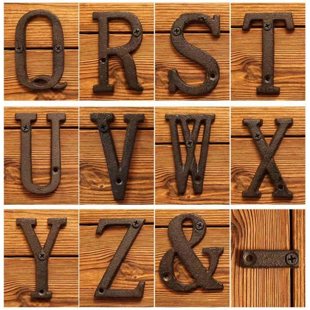 Cast Wrought Iron Black Antique House Door Alphabet Letters and Numbers HOTSALE