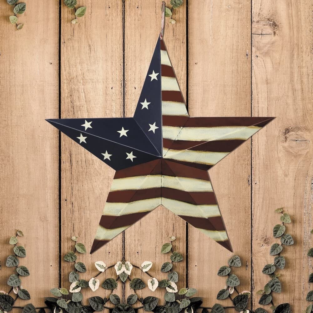 American Barn Star Metal Patriotic Old Glory USA Flag Barn Star Wall Decoration