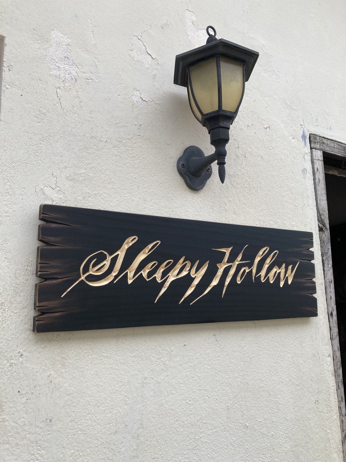 Halloween Sleepy Hollow Wooden Sign Carved Rustic Antique Look