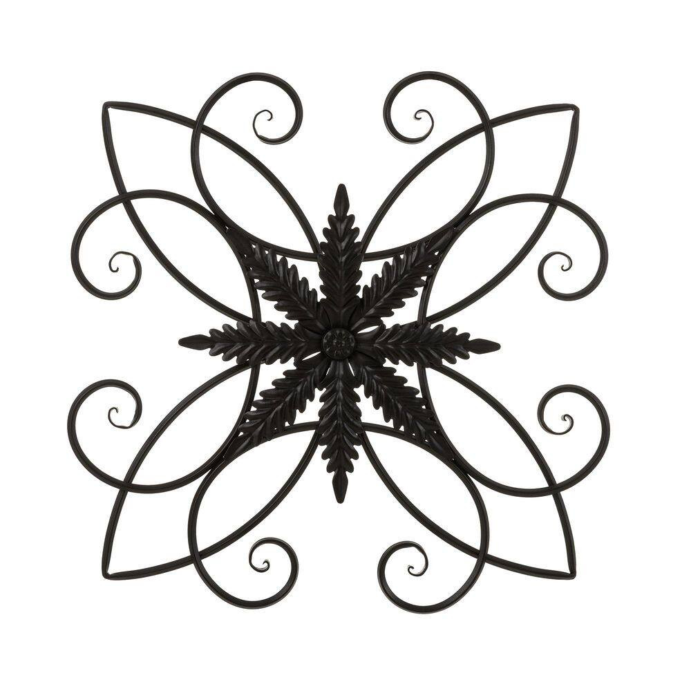 20 In. L Traditional Clematis Pattern Iron Scroll Outdoor Wall Decor