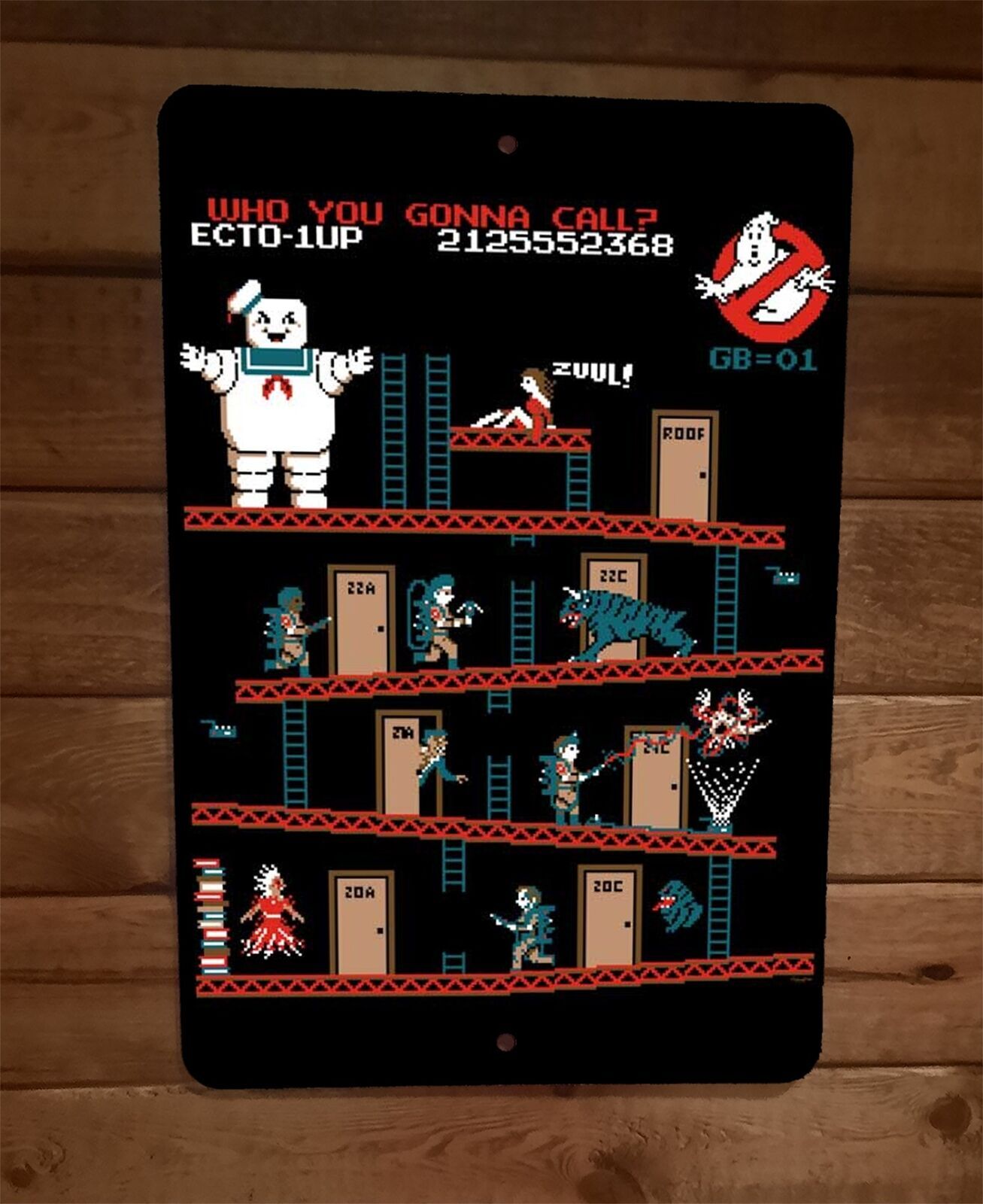 Gozer Kong Ghostbusters 8×12 Metal Wall Sign Video Game Donkey Parody Poster