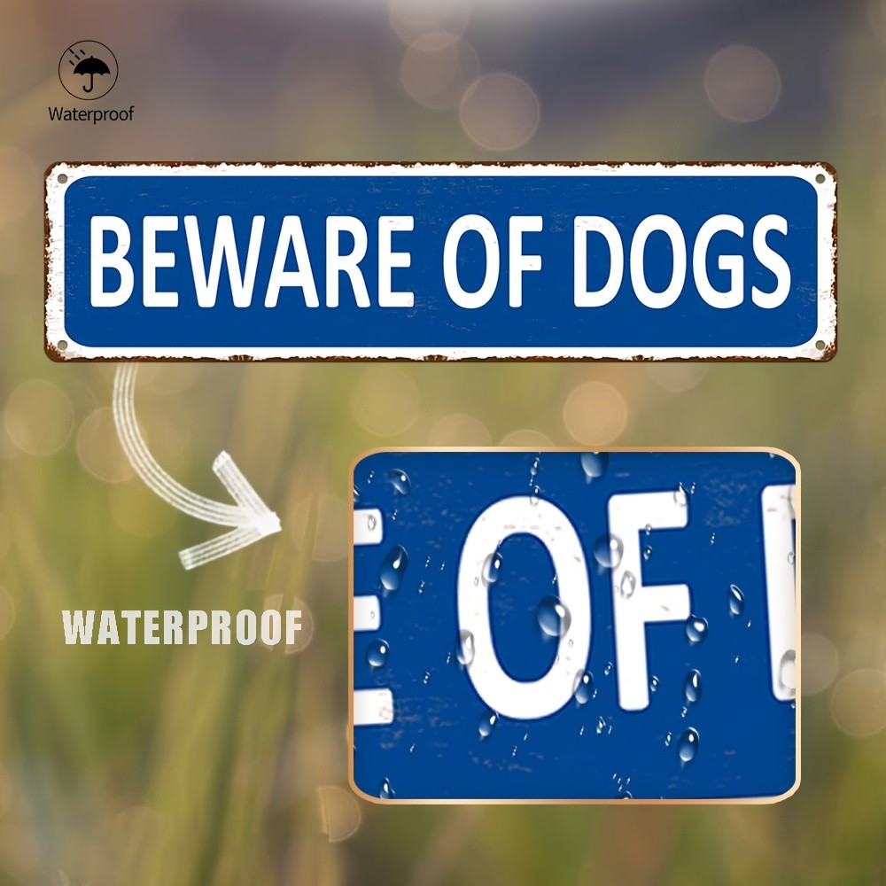 Beware Of Dogs Vintage Metal Sign Farmhouse Yard Outdoor Wall Warning Plaque