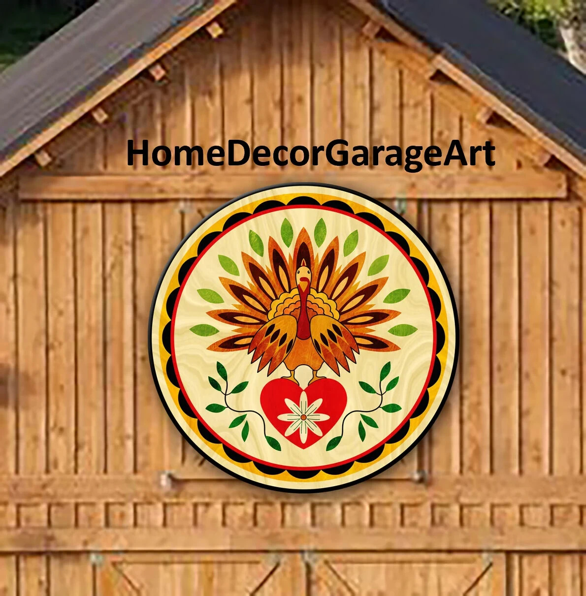 Barn Hex Sign Metal, Pennsylvania Dutch Turkey Design Pattern Wall Art