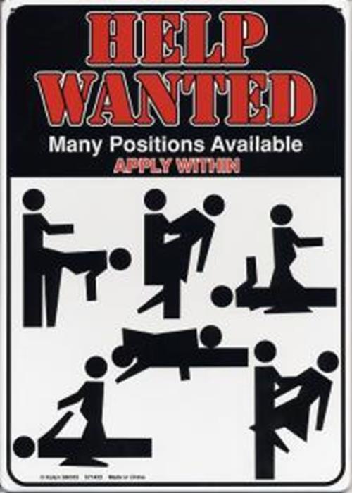 Metal Tin Sign “Help Wanted – Many Positions Available” Adult Wall Decor #C-101