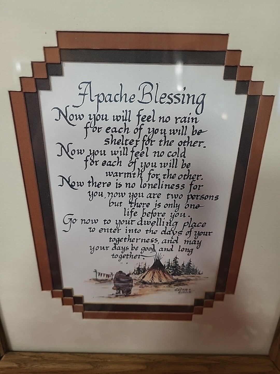 NATIVE AMERICAN WISDOM APACHE WEDDING BLESSING FRAMED Laverne Elliott
