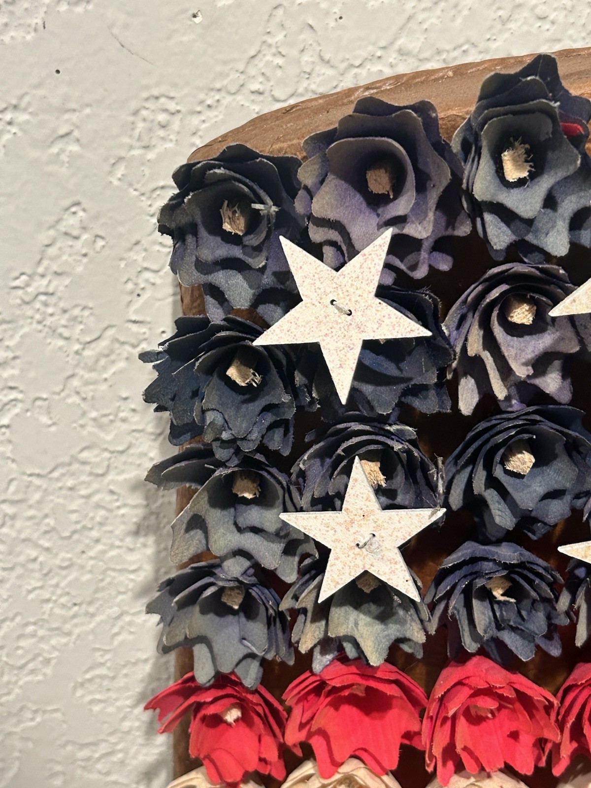 American Flag Floral Woodchip Wall Hanging Decor