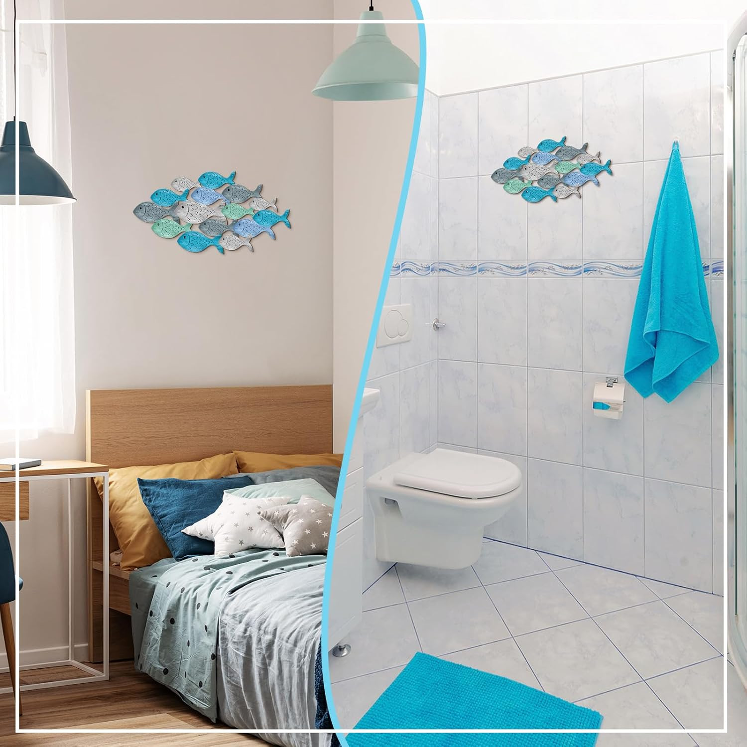 Qunclay Summer Coastal Wall Decor Farmhouse Ocean Fish Wall Art Beach Theme Vint
