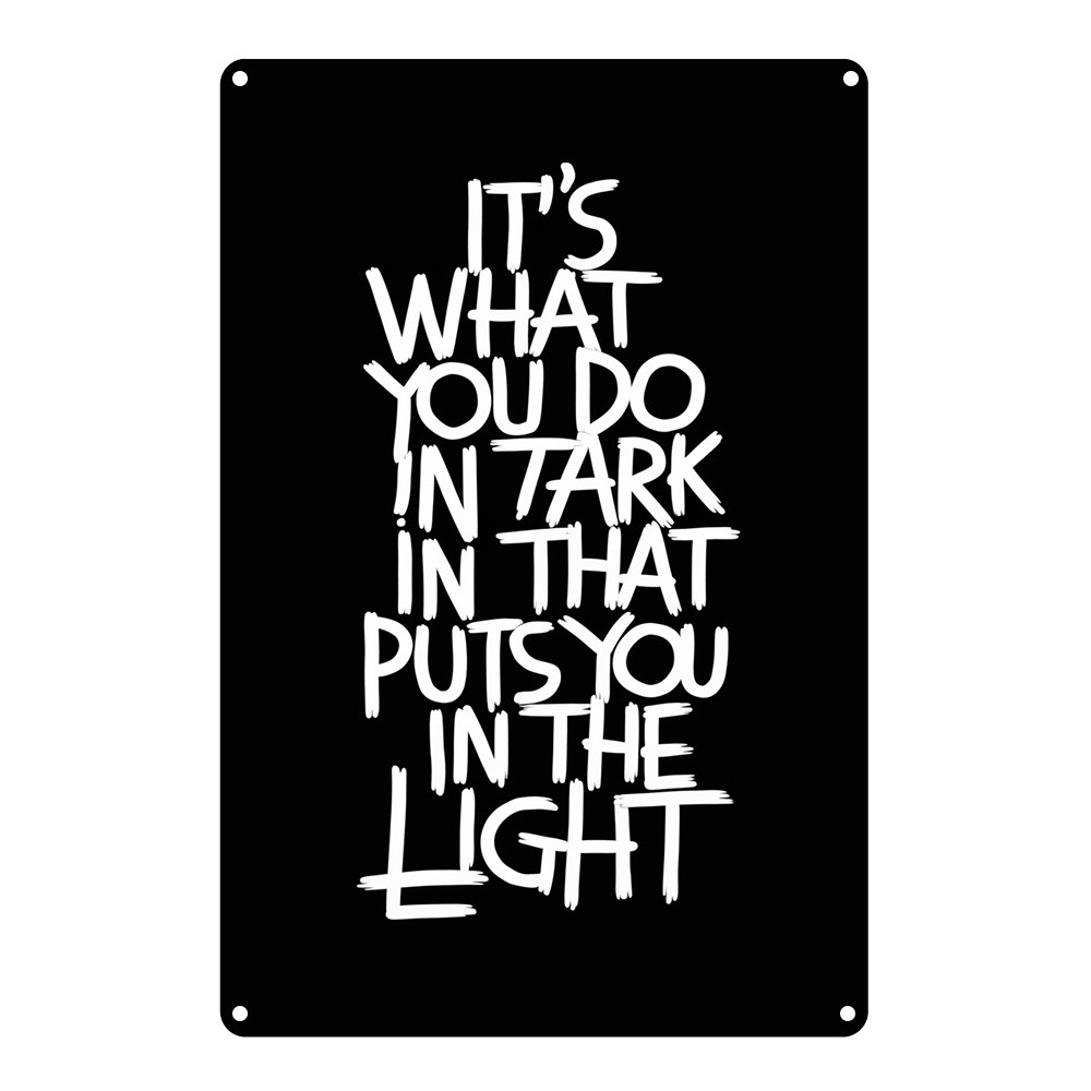 Vintage Metal Wall Art Sign Black White Quote