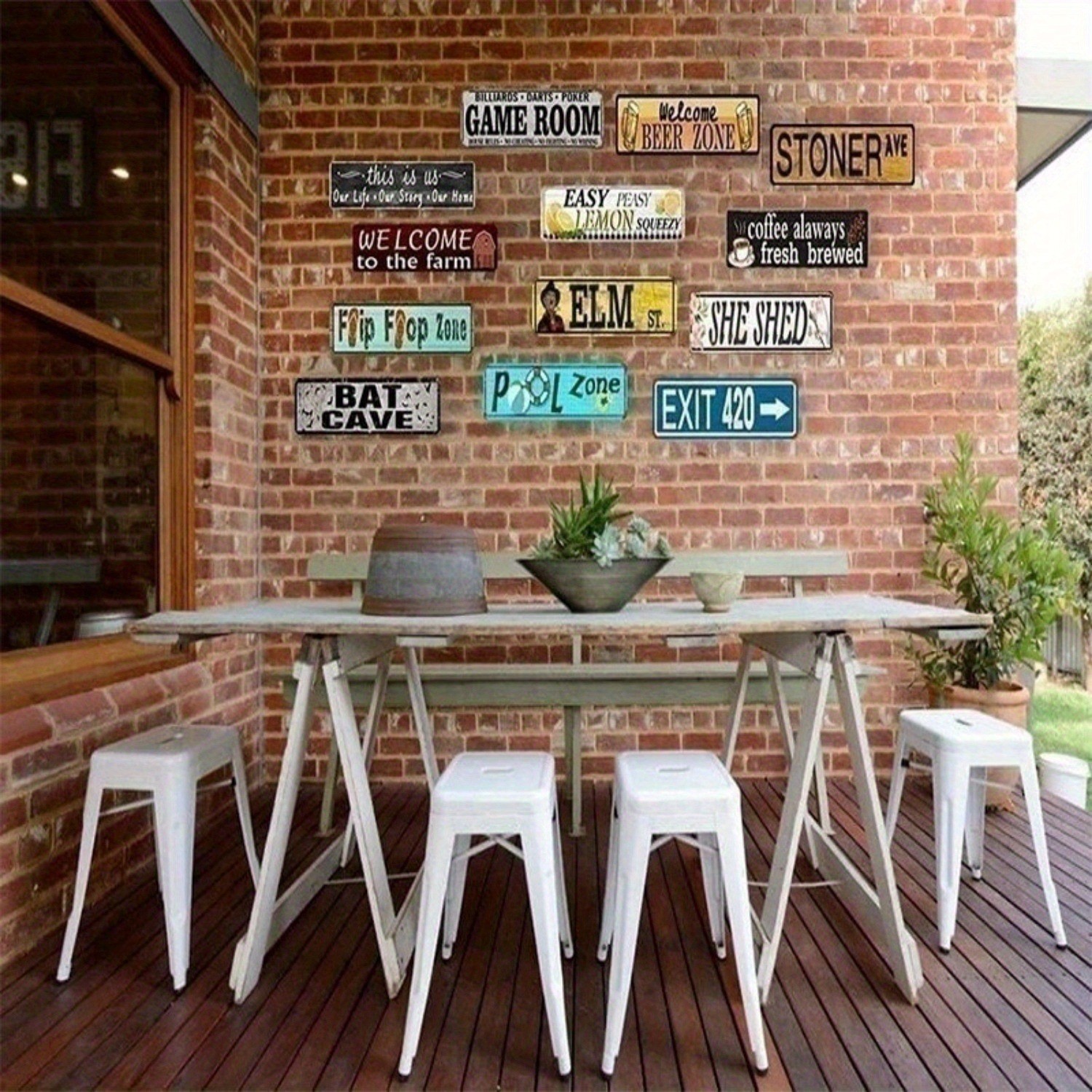 Vintage Worn Rustic White Background CLUB Word Metal Sign Indoor Home Bar Decor