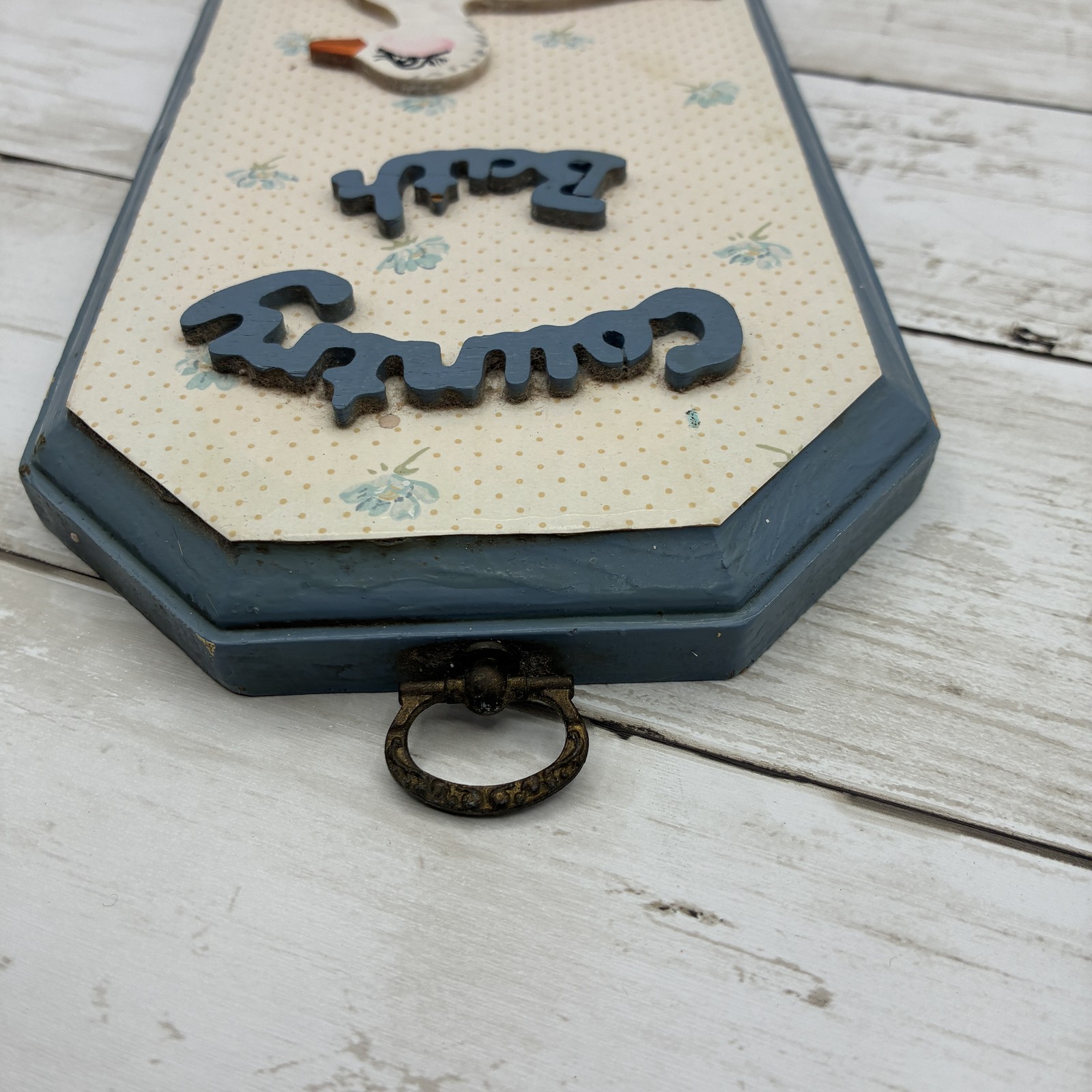 Vintage Style Country Bath Wall Plaque Decor Goose in Bathtub Handmade Wood Sign