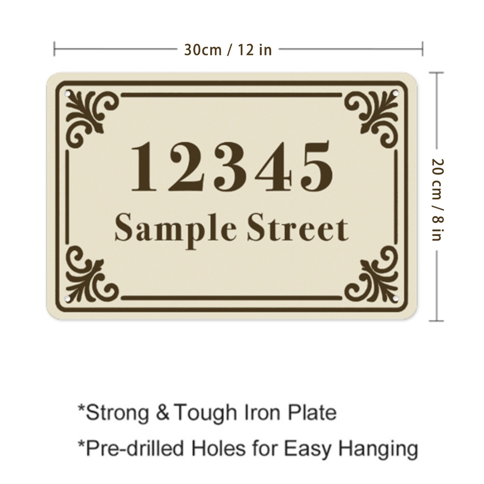 12″ x 8″ Custom Metal Iron House Number Plaque Personalized Home Address Sign