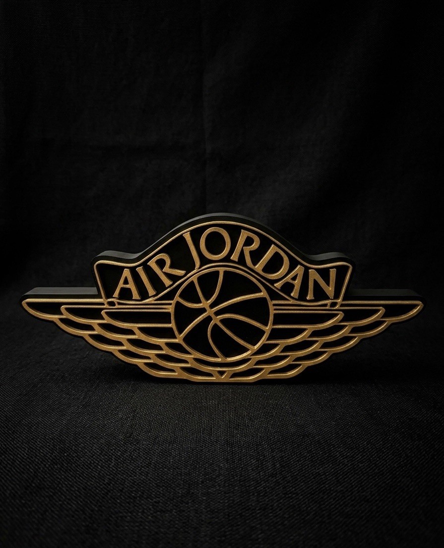Air Jordan Wings Logo Sign 3D Wall Art Decor Man Cave Sneaker Head Black Red