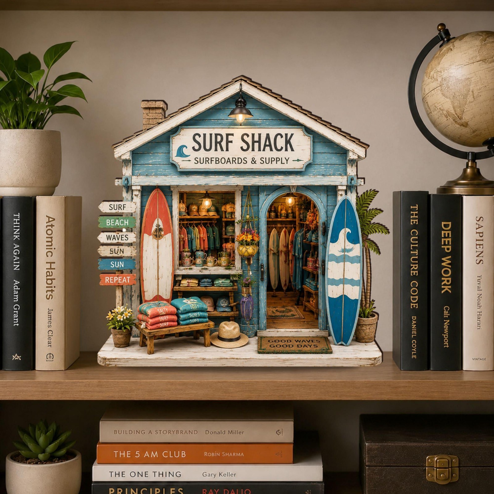 Personalized Surf Shop Wooden Block Coastal Surf Shack Decor Beach House Gift