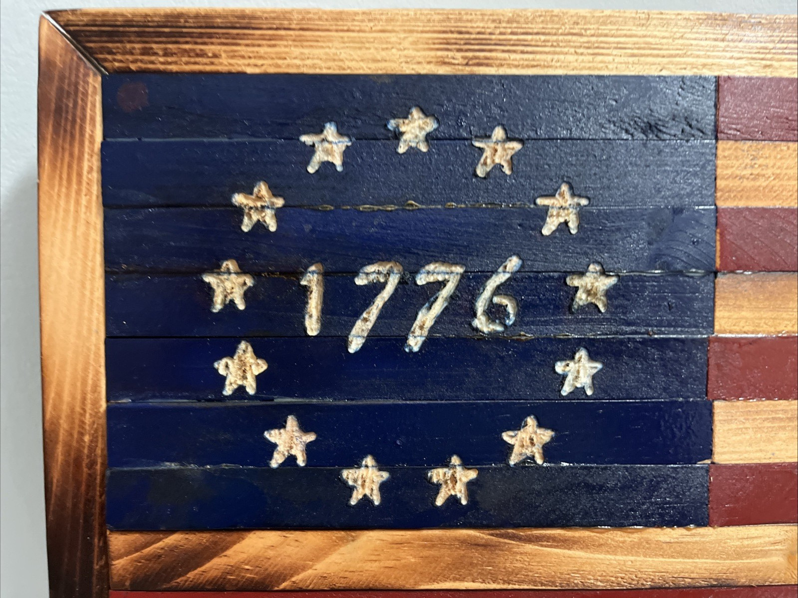 Handmade 1776 Wooden American Flag Classic Rustic Wall Decor USA