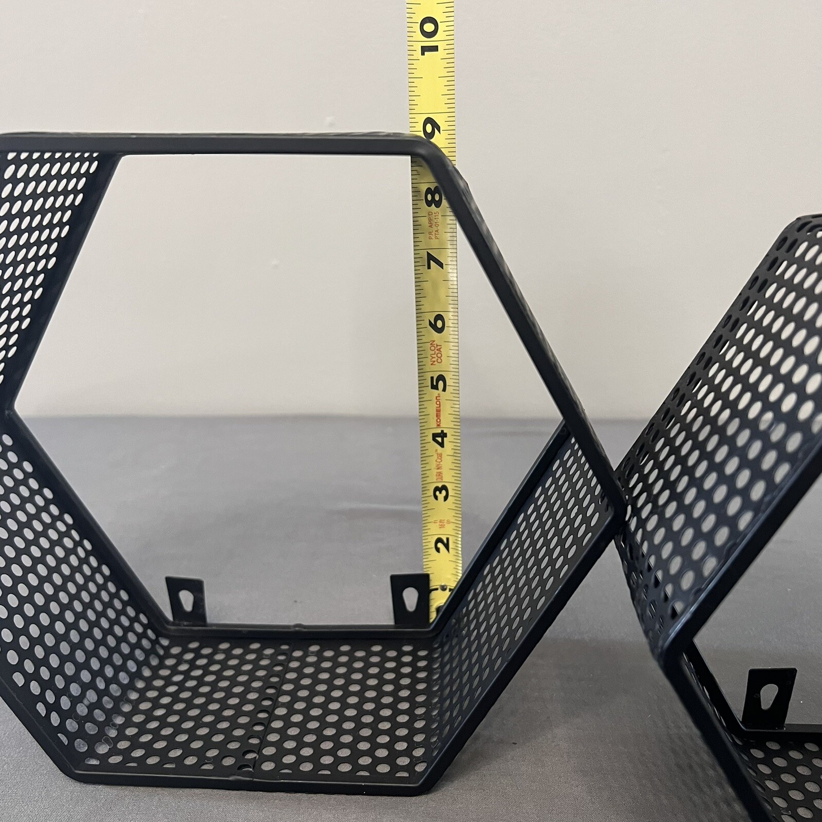 Metal Hexagon Shape Wall Decor Black 9.5×9” & 8.5×8”