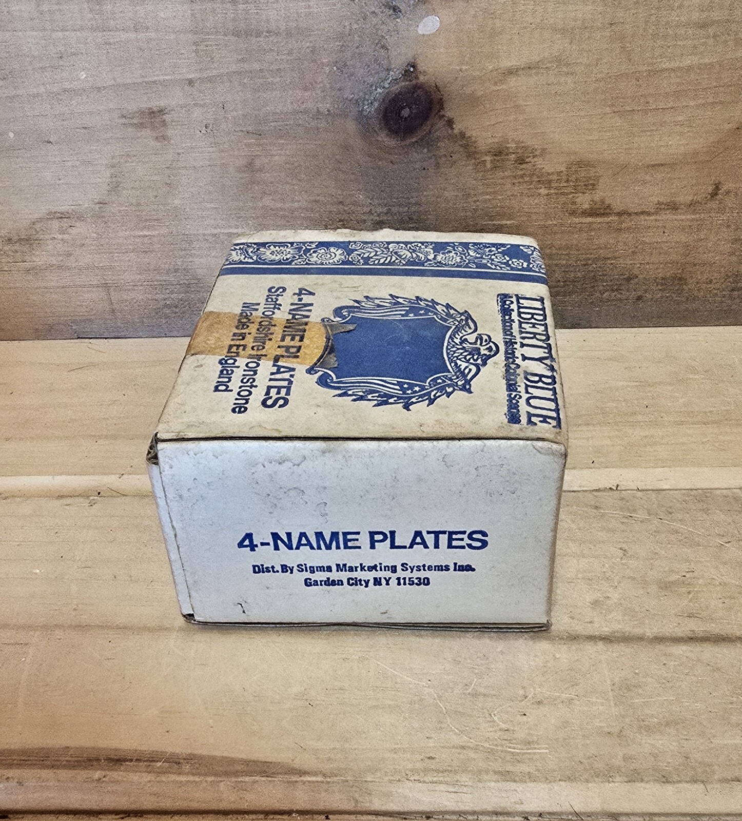 4 Liberty Blue Staffordshire Ironstone Name Plates 4 In Each Set.