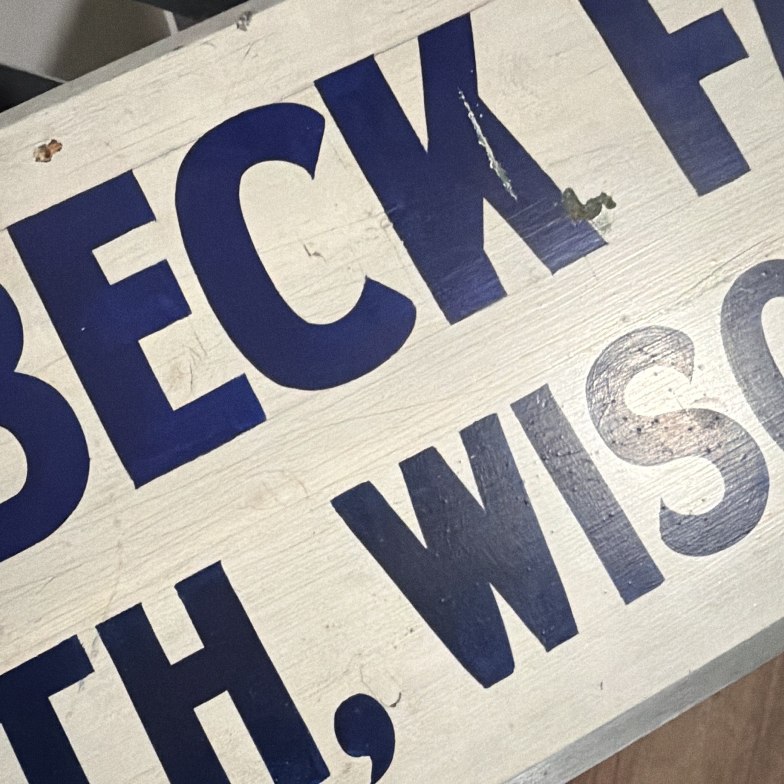 Wood Farmhouse Wall Plaque Sign Hummerbeck Farm Wentworth Wisconsin Blue/White