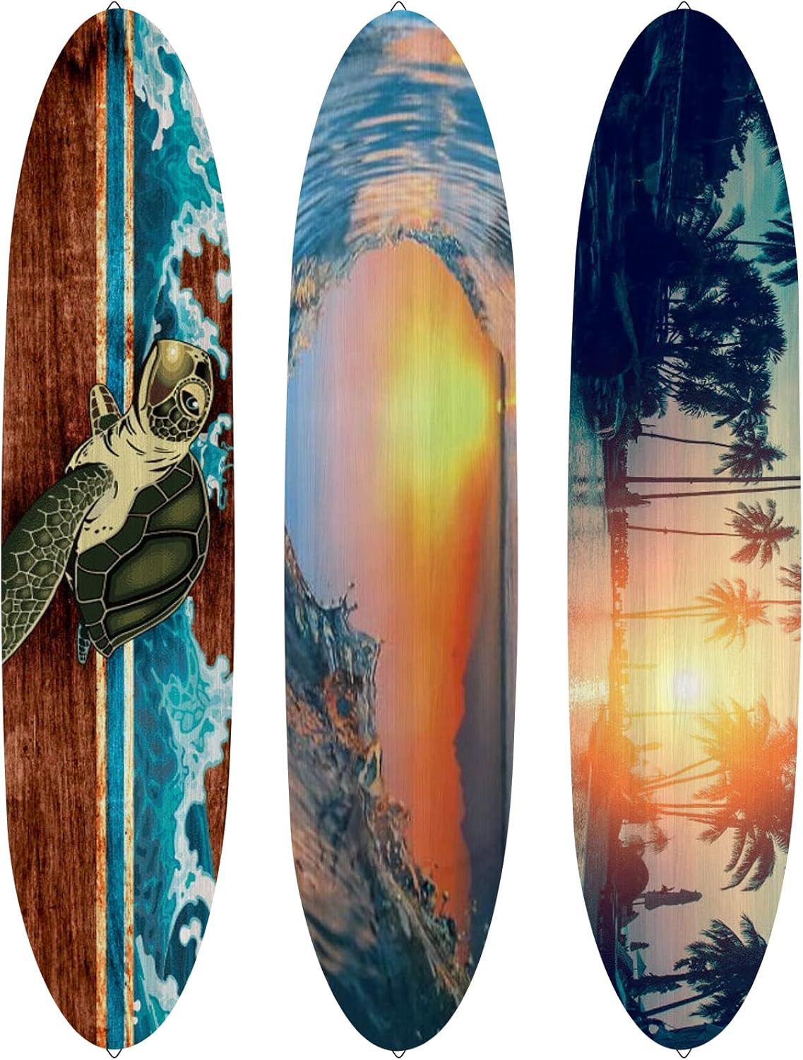 3 Pcs Surfboard Wall Decor 23.6″ X 5.4″ Beach Room Decor Large Wooden Summer Sur