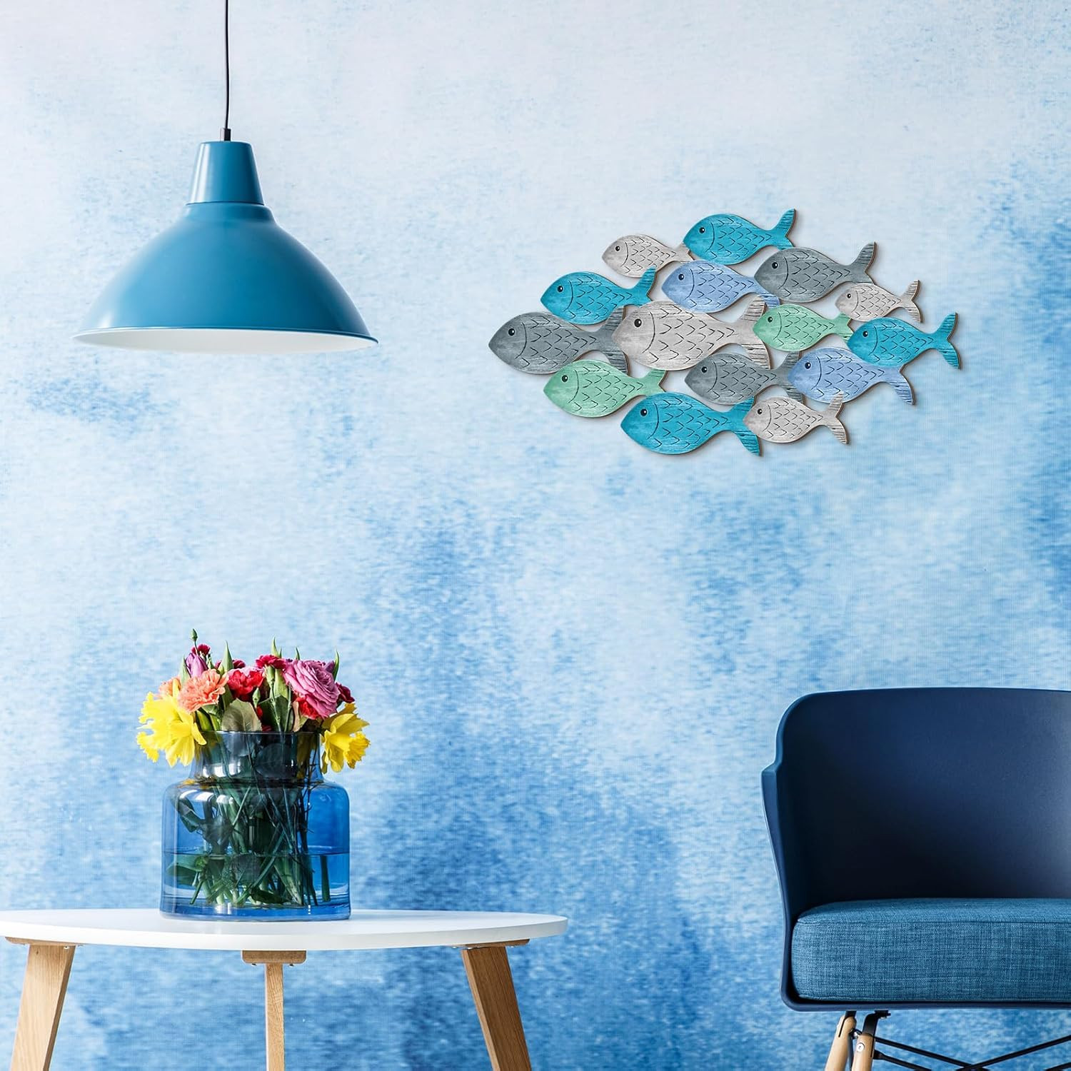 Qunclay Summer Coastal Wall Decor Farmhouse Ocean Fish Wall Art Beach Theme Vint