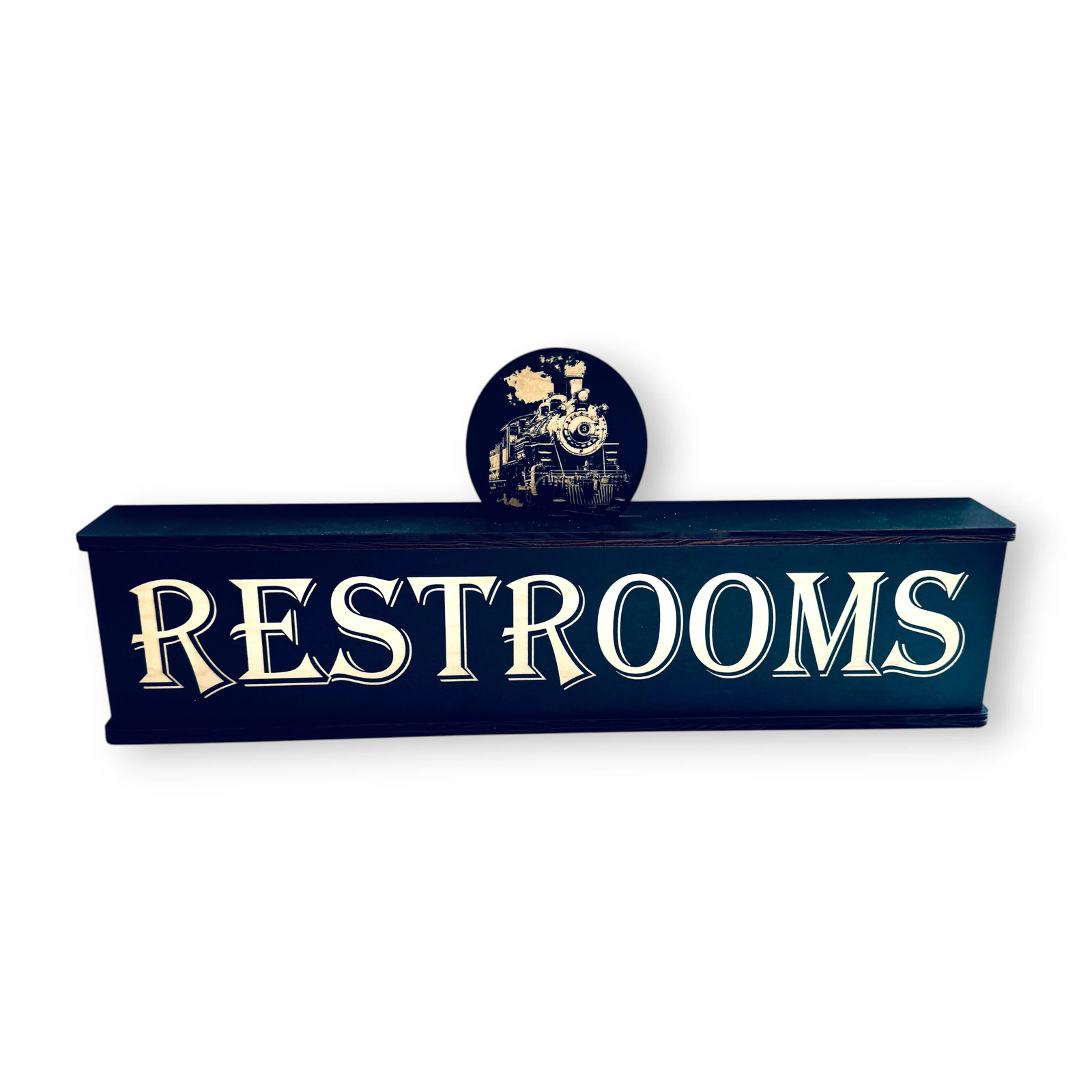 Sign – Restrooms – BLACK – With Add on – Box Sign – 24x6x3 inches