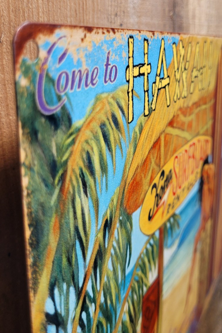 Come to Hawaii Kona Surfboard rental metal sign home decor