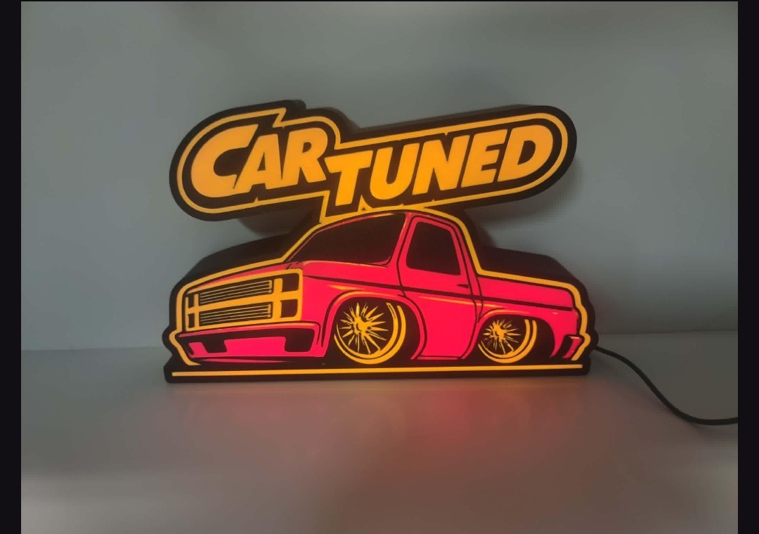 3D Printed c10 Car Tuned LED Light Sign – Automotive Desk Decor, Garage Wall Art