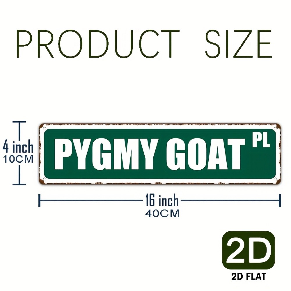 Vintage Goat Iron Sign 10x40cm Rustic Green White Wall Decor